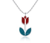 Pretty Tulip Silver Necklace SPE-3367 (CO5+CO15)